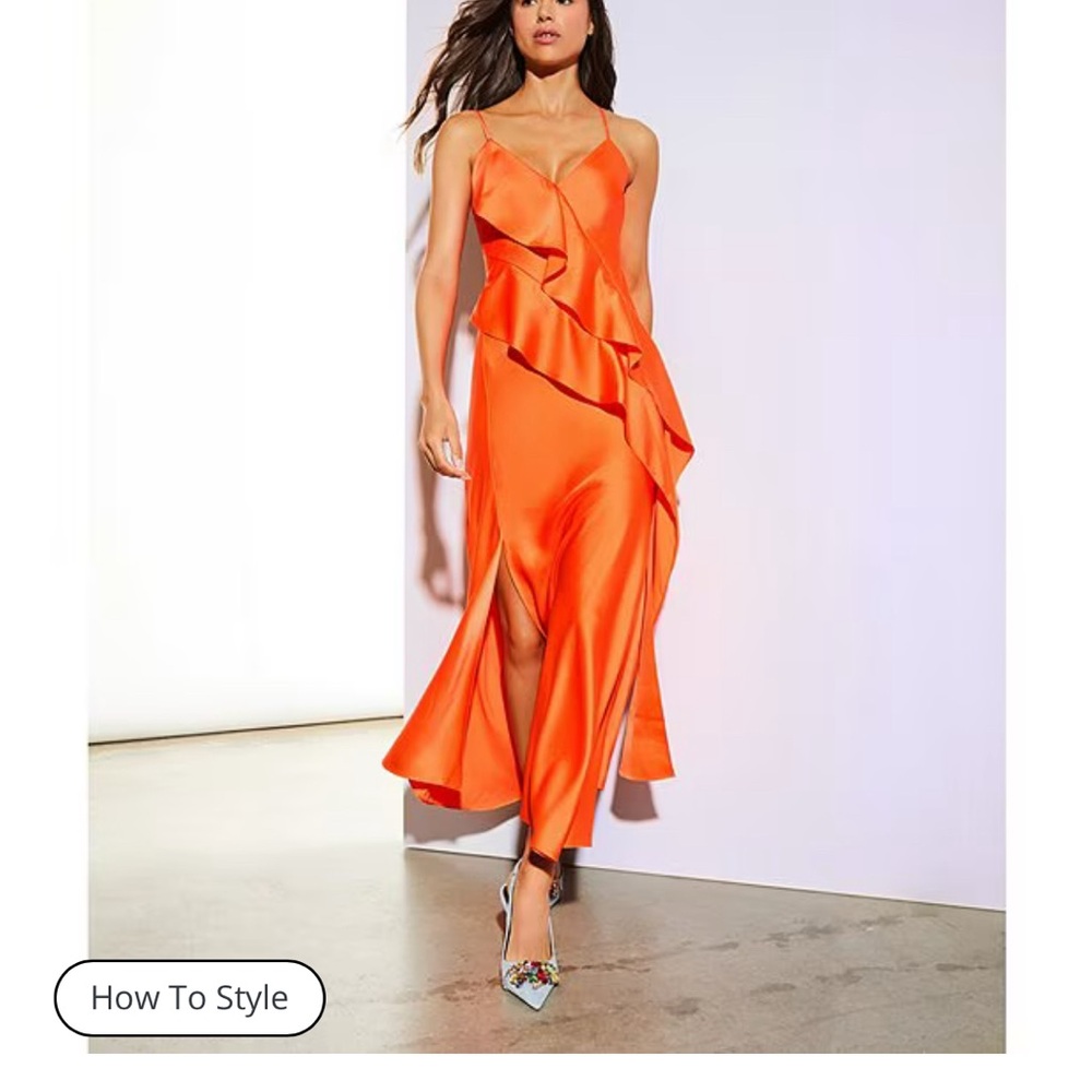 Gianni Bini Orange Asymmetrical Ruffled Sundress